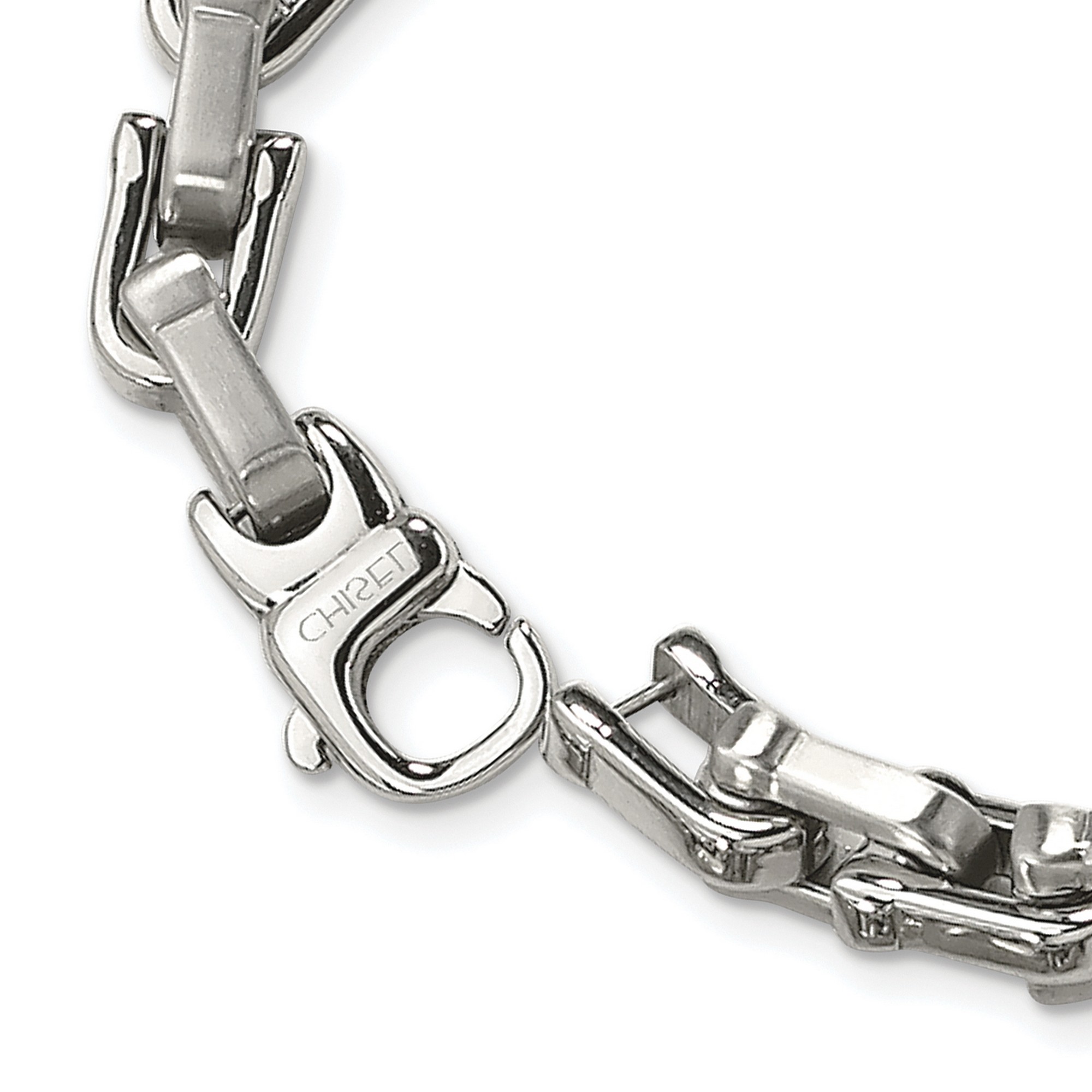 Stainless Steel 7mm Mens Brushed and Polished Chain Necklace