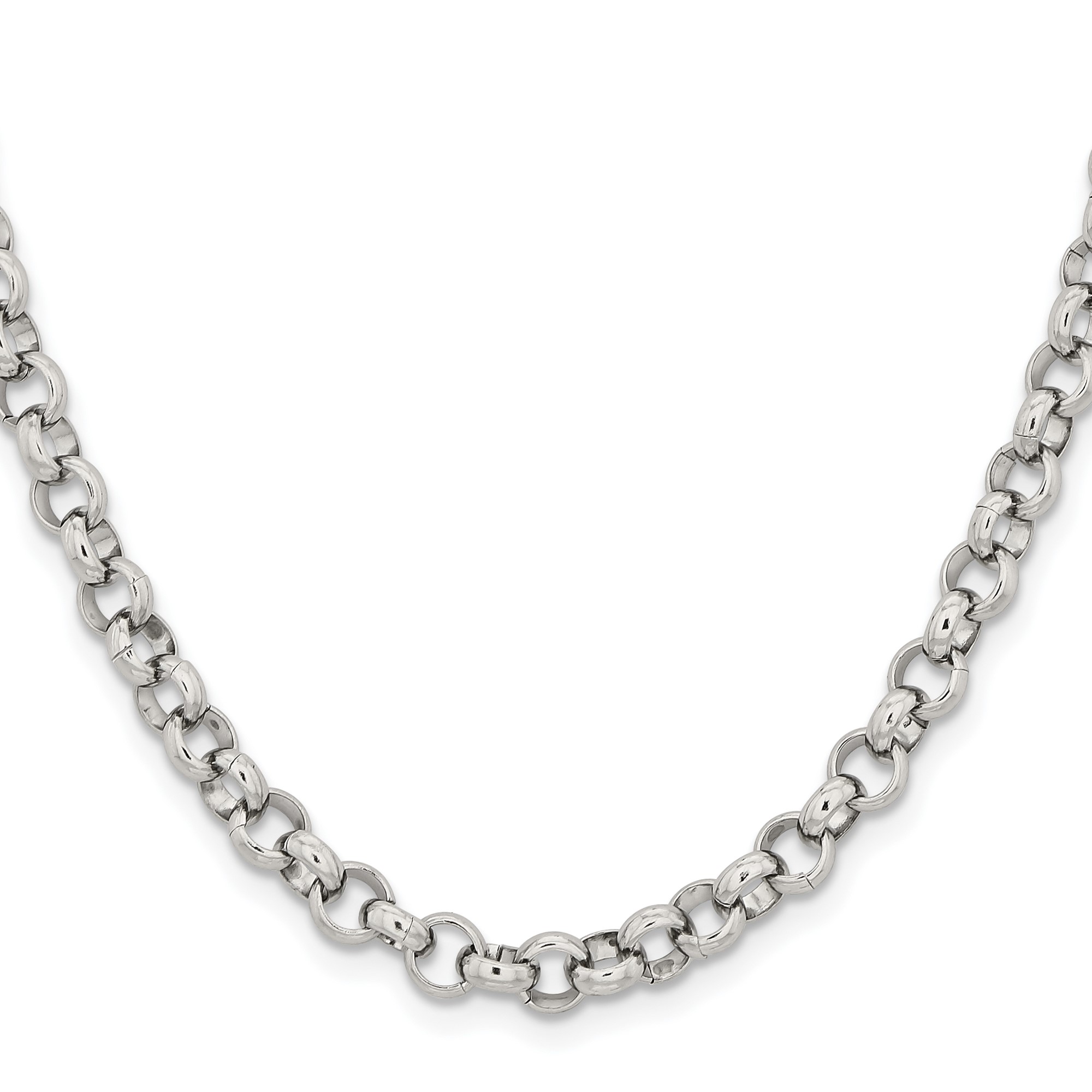 Stainless Steel Rolo Chain Necklace, 6 mm