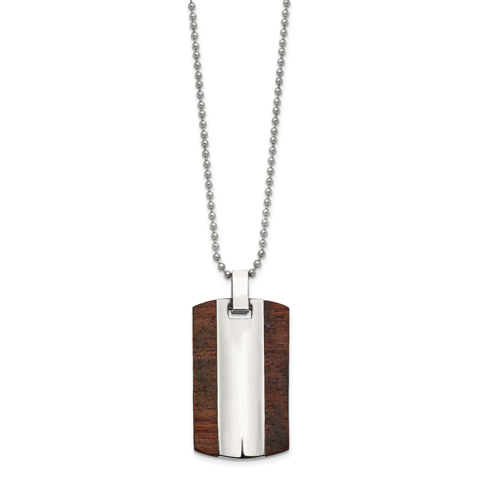 Stainless Steel Wood Dog Tag Charm Pendant Necklace | eBay