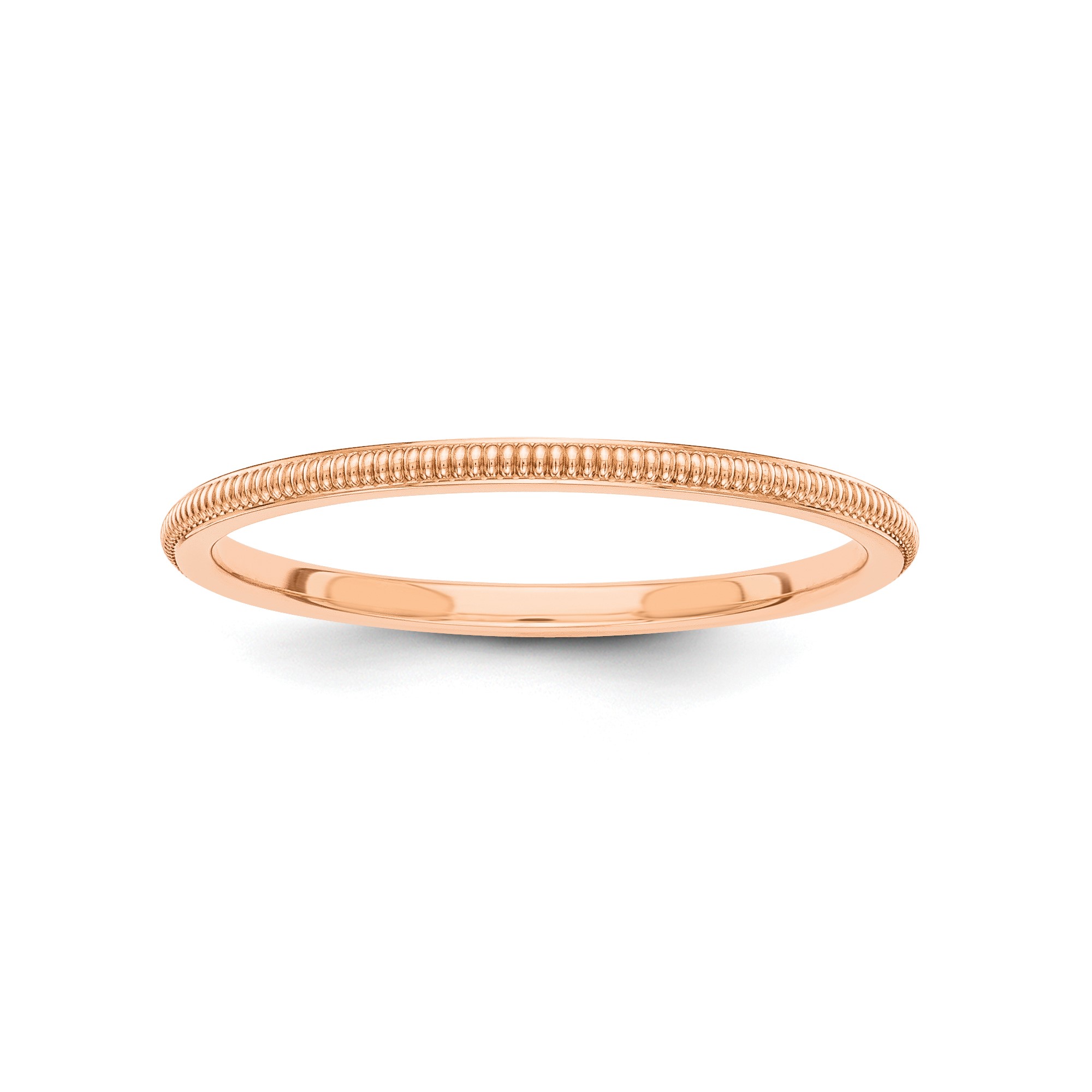 14K Rose Gold Milgrain Stackable Wedding Band No Stone Polished 1.5 MM Wide