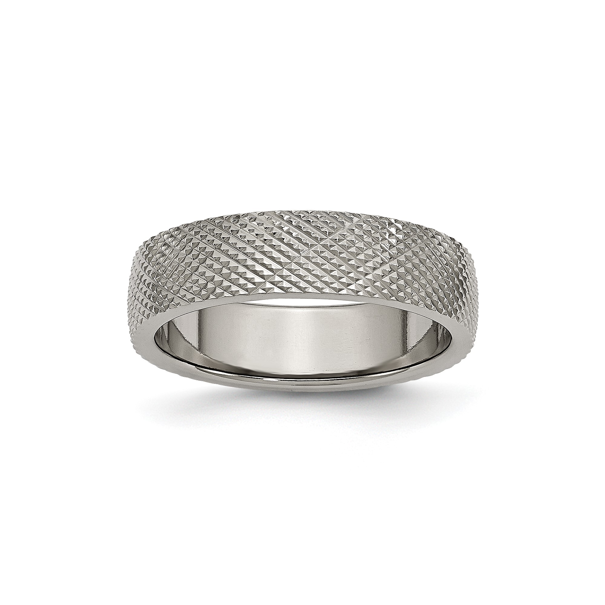 Mens 6mm Titanium Textured Flat Edge Wedding Band Ring