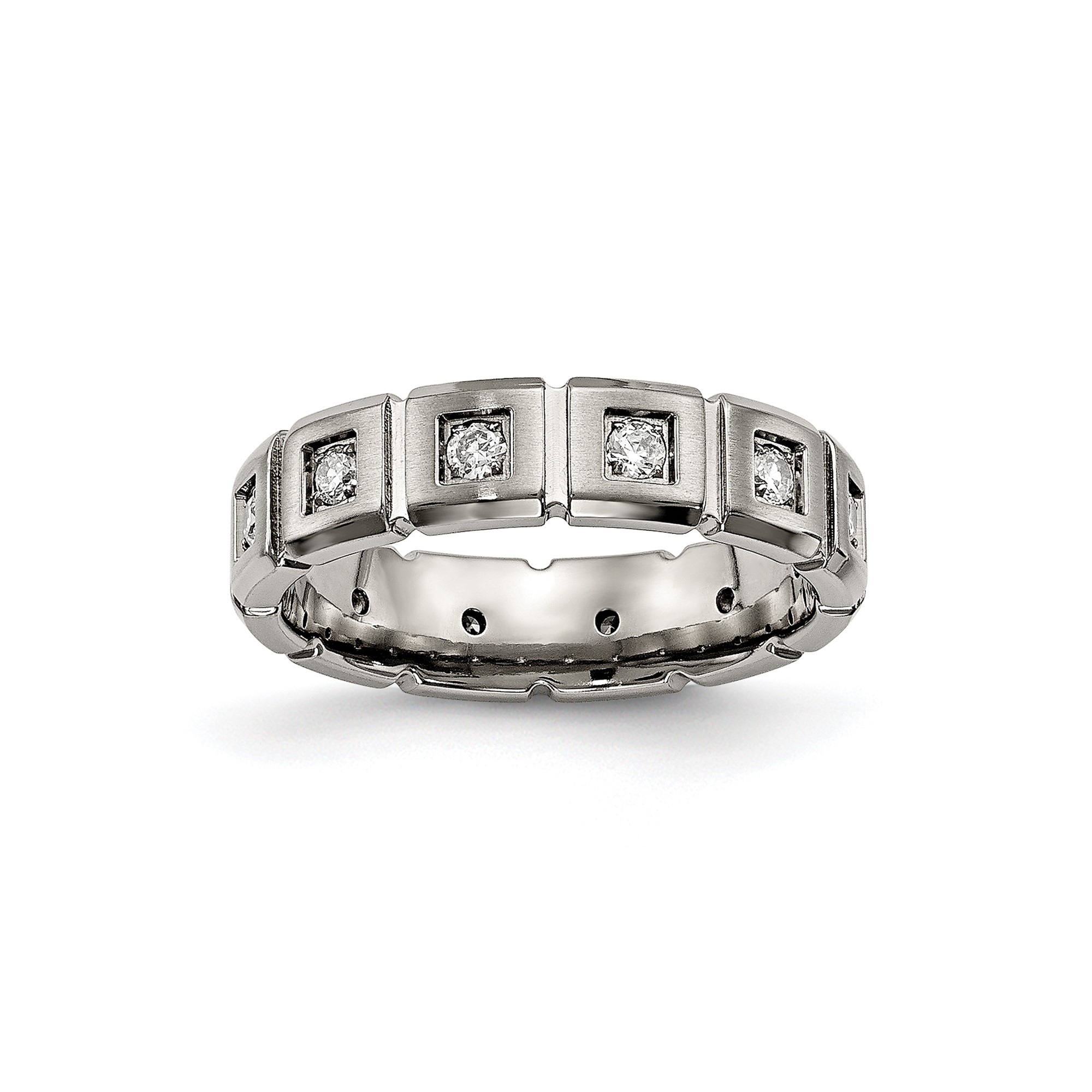 Chisel Titanium Brushed and Polished with CZ 5mm Grooved Band