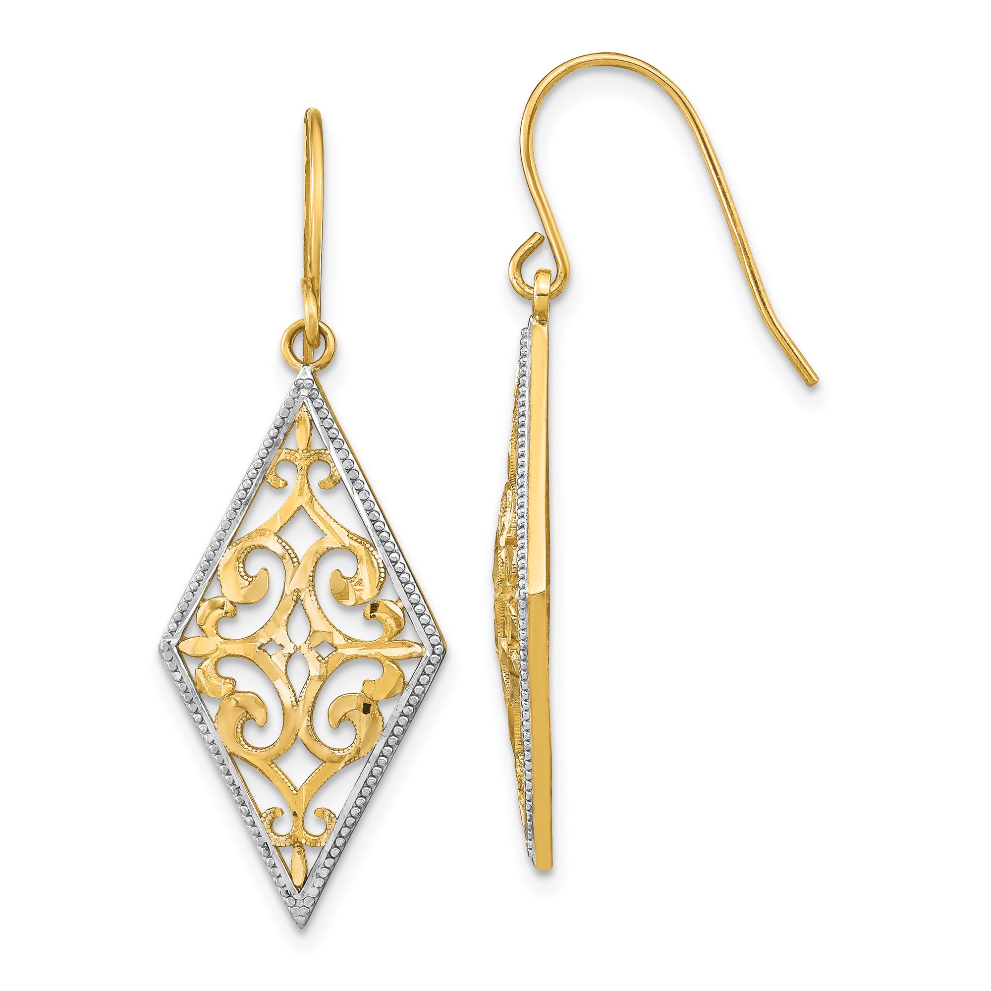 14k Yellow Gold Filigree Dangle Earrings main product image
